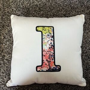 Floral Letter “L” or Number “1” Decorative Pillow